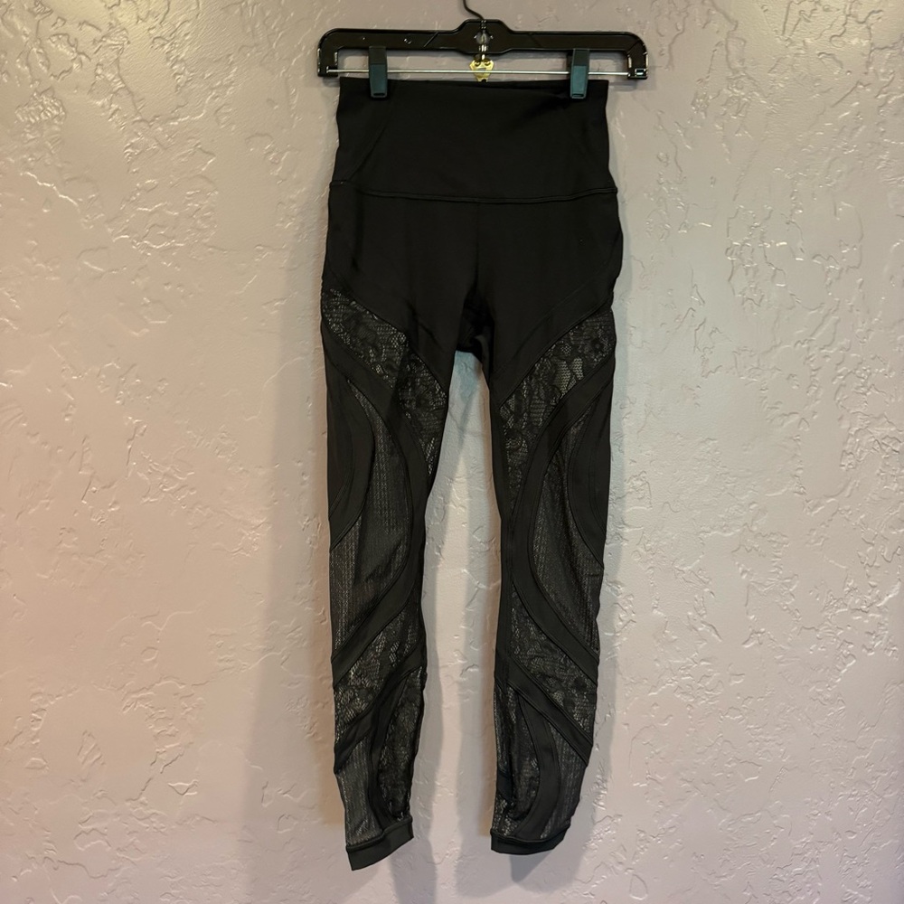 Lululemon Athletica Black Leggings with Mesh Detail - 4